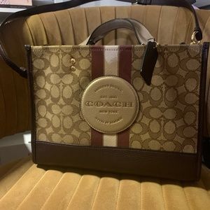 Coach Dempsey Carryall In Signature Jacquard With Stripe And Coach Patch